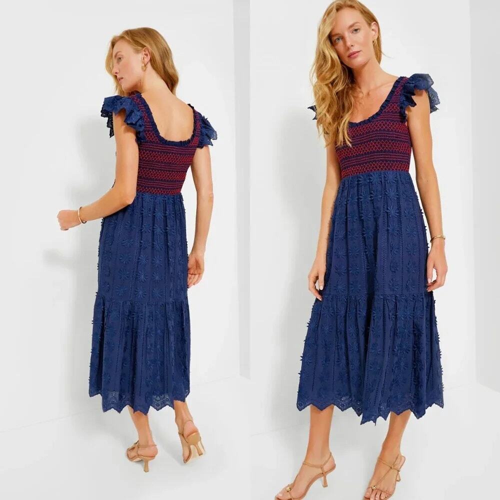 TUCKERNUCK Navy Lace Mallie Embroidered Scoop Neck Maxi Dress Size XXL NWT